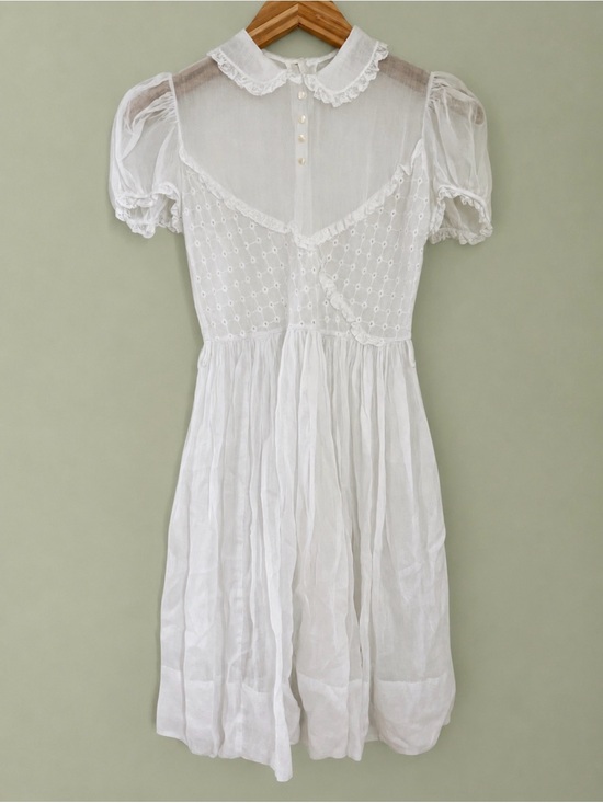 cogswell new york Dresses & Skirts - White Lace Vintage-Inspired Tea Party Puff Sleeve Dress
